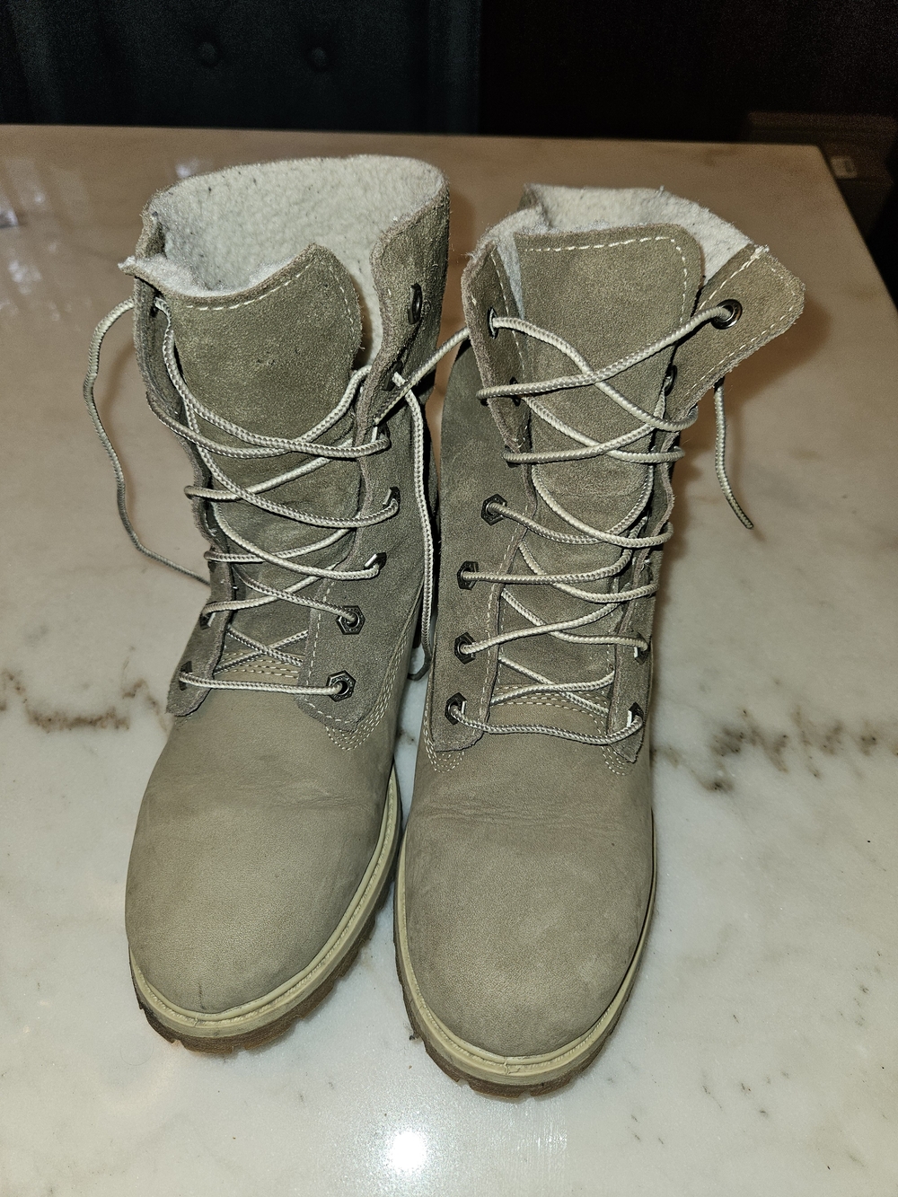 Timberland Taupe Lace-Up Fleece-Lined Winter Boots